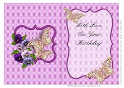 With Love on Your Birthday Purple Pansy Insert