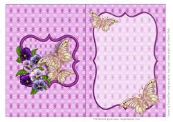 Purple Pansies and Butterflies Blank Insert