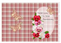 Pink Pansy and Butterfly Anniversary Insert