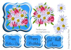 Daisys and Roses Birthday, Get Well, Mother's Day Topper