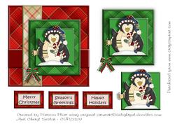 Penguin Red and Green Plaid Square Topper