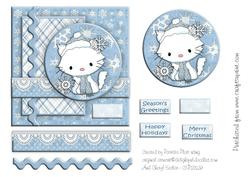 Snow Kitty Square Card Topper