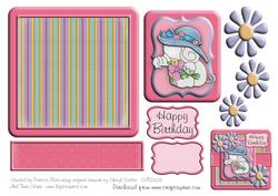 Pretty Elephant and Flowers Layered Square Topper