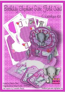 Birthday Elephant Gatefold Card and Envelope Kit