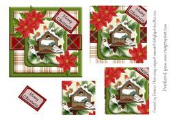 Poinsettias Winter Birds Christmas Square Pyramid Pyramage