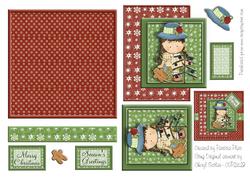 Pigtail Girl Merry Christmas Square Layered Topper