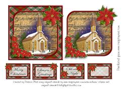 Midnight Christmas Church Square Topper