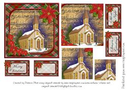 Christmas Night Church Pyramid Square Topper
