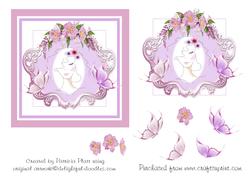 Lovely Lady Square Decoupage Birthday Topper