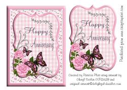 Pink Roses and Butterflies Anniversary Topper