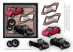Red and Black Mini Car Square Topper