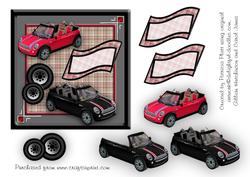 Red and Black Mini Car Square Blank Topper