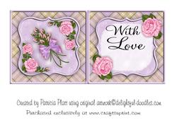 Rose Lavendar with Love Square Card Insert