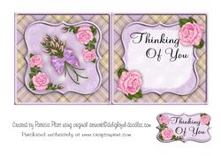Rose Lavendar Thinking of You Square Card Insert