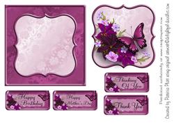 Burgandy Butterfly All Occasion Square Card Topper