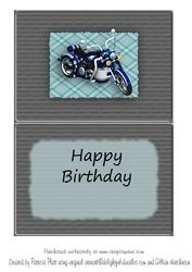 Blue Motor Bike Birthday Insert