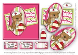 Get Well Soon Pink Teddy Square Card Topper