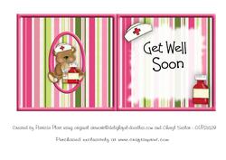 Get Well Soon Pink Teddy Square Card Insert