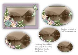 Vintage Floral Scene Pyramid Card Topper