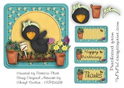 Gardening Crow Birthday/thanks/various Topper