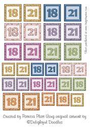 Numbers 18 and 21 Square Embelishments