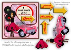 Pink Convertible Birthday/mother's Day Square Card Topper
