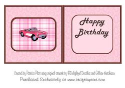 Pink Convertible Happy Birthday Insert