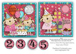 Birthday Pups Party Ages Aperture Card Topper and Insert