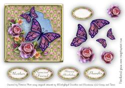Butterfly and Roses Square Card Topper
