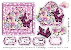 All Occasion Lavendar Frangipani & Butterflys Square Topper