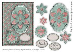 All Occasion Blue and Pink Floral Card Topper