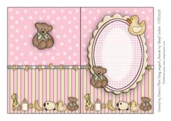 Pink New Baby Pram and Toys Blank Insert