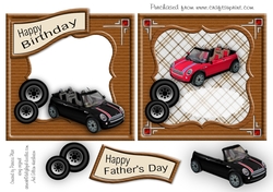 Mini Car Birthday or Fathers Day Appeture Topper and Insert