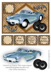 Blue Corvette Topper for Fathers Day Birthday Various Occasions