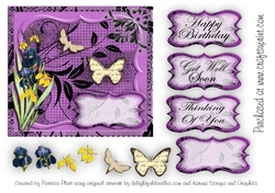 Iris and Butterflies Lavendar Square Topper Various Occasions