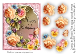 Rose Happy Birthday A5 Card Topper