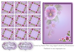 Lavendar Pansy Teabags and Topper Happy Birthday or Get Well Soon number 2