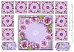 Lavendar Pansy Teabags and Topper Happy Birthday or Get Well Soon number 4