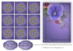 Blue Pansy Teabag Topper Happy Birthday or Get Well Soon