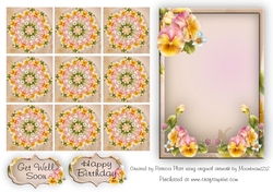 Pink Pansy Teabag Topper Happy Birthday or Get Well Soon