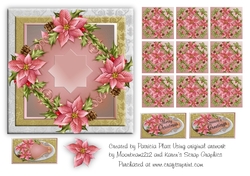 Christmas Pink Poinsettia Square Teabags and Topper 4