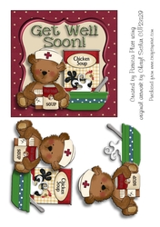 Nurse Bear with Chicken Soup Get Well Soon Topper