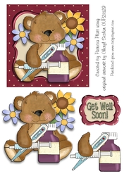 Get Well Soon Teddy with Thermometer Topper