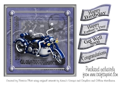 Blue Grunge Blue Motorcycle Card Topper various occasions