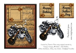 Music Biker Birthday or Fathers Day 5x7 Card Topper