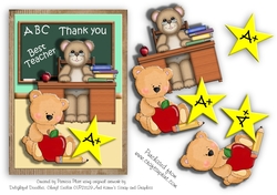 Teacher Thank You Bears 5x7 Card Topper