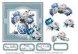 Blue and white Peonies Vase 6x6 topper