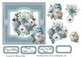 Blue and white Peonies Flowers 6x6 topper