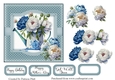 Blue and white Peonies Watering Can 6x6 topper