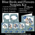 Blue Birds and Flowers Notelets Kit